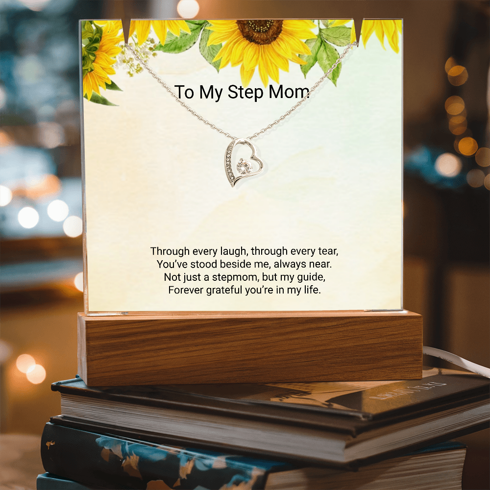 To My Stepmom – Keepsake Acrylic & Forever Love Necklace Full of Gratitude and Love