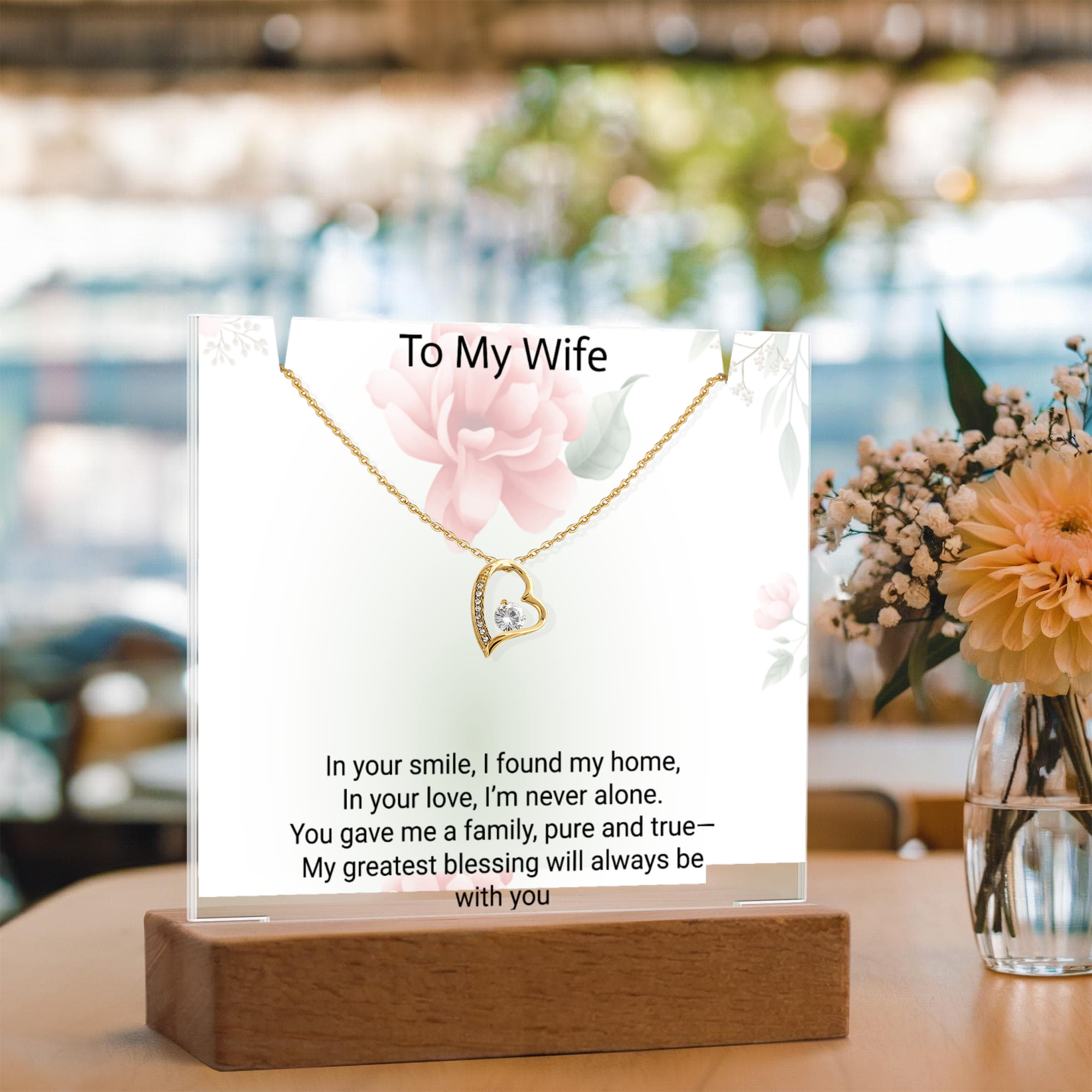 Romantic Mother's Day Gift for Wife – Keepsake Acrylic & Love Necklace