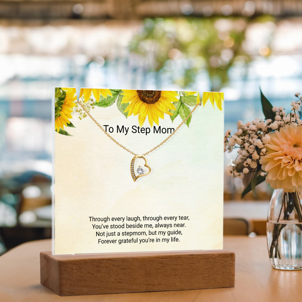 To My Stepmom – Keepsake Acrylic & Forever Love Necklace Full of Gratitude and Love