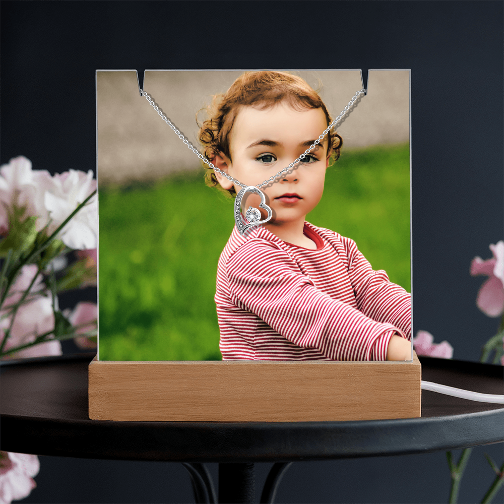 Keepsake Acrylic Bundle: Square Plaque and Forever Love Necklace Gift Set