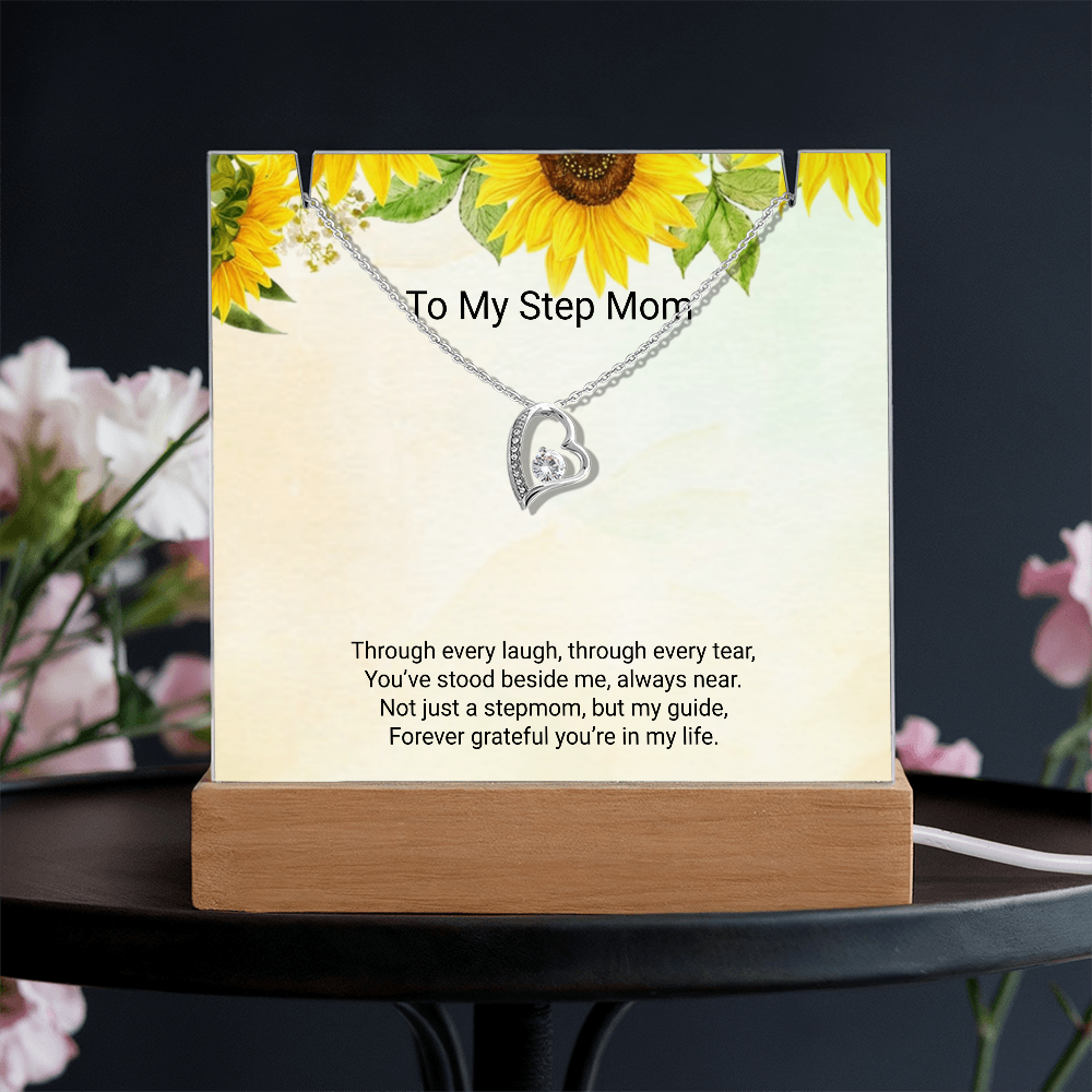 To My Stepmom – Keepsake Acrylic & Forever Love Necklace Full of Gratitude and Love