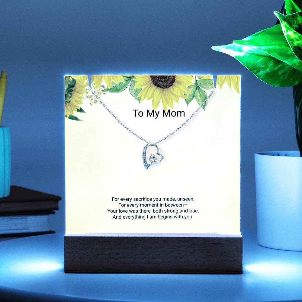 Mother's Day Gift for Mom – Acrylic Keepsake with Forever Love Necklace