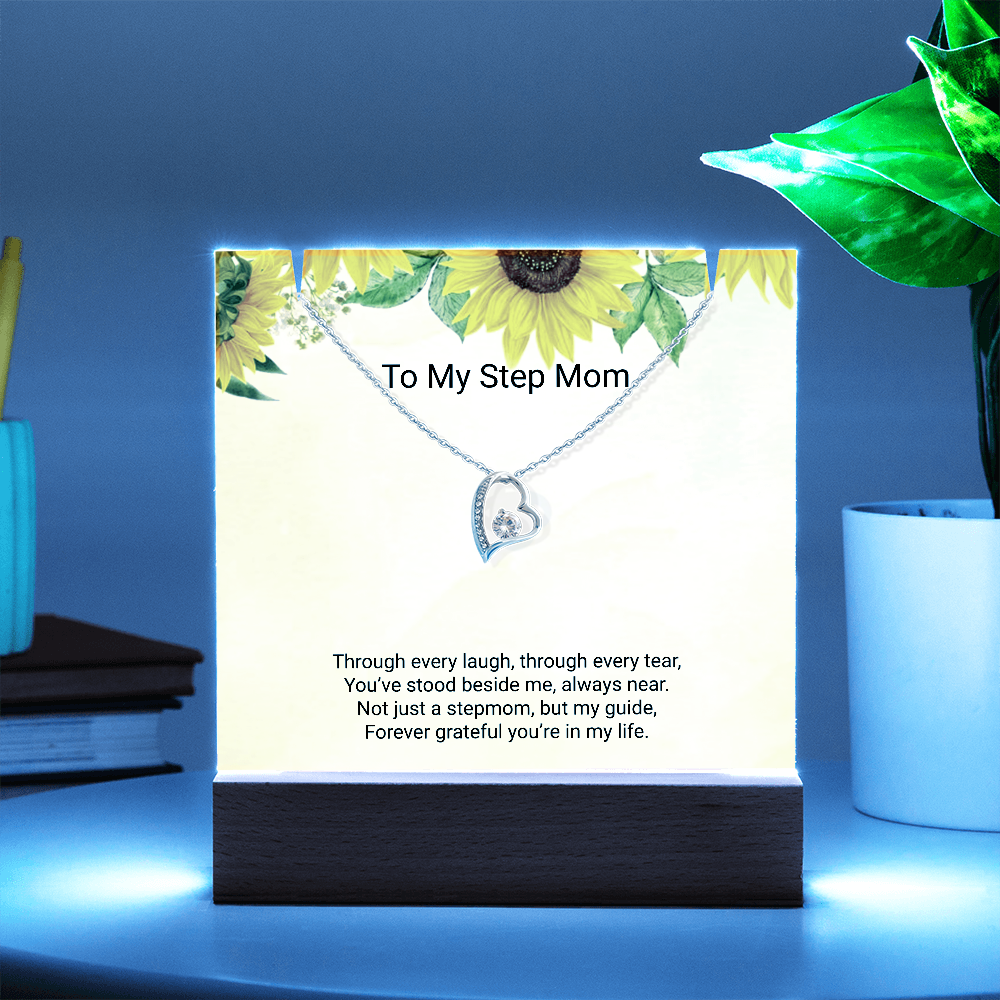 To My Stepmom – Keepsake Acrylic & Forever Love Necklace Full of Gratitude and Love