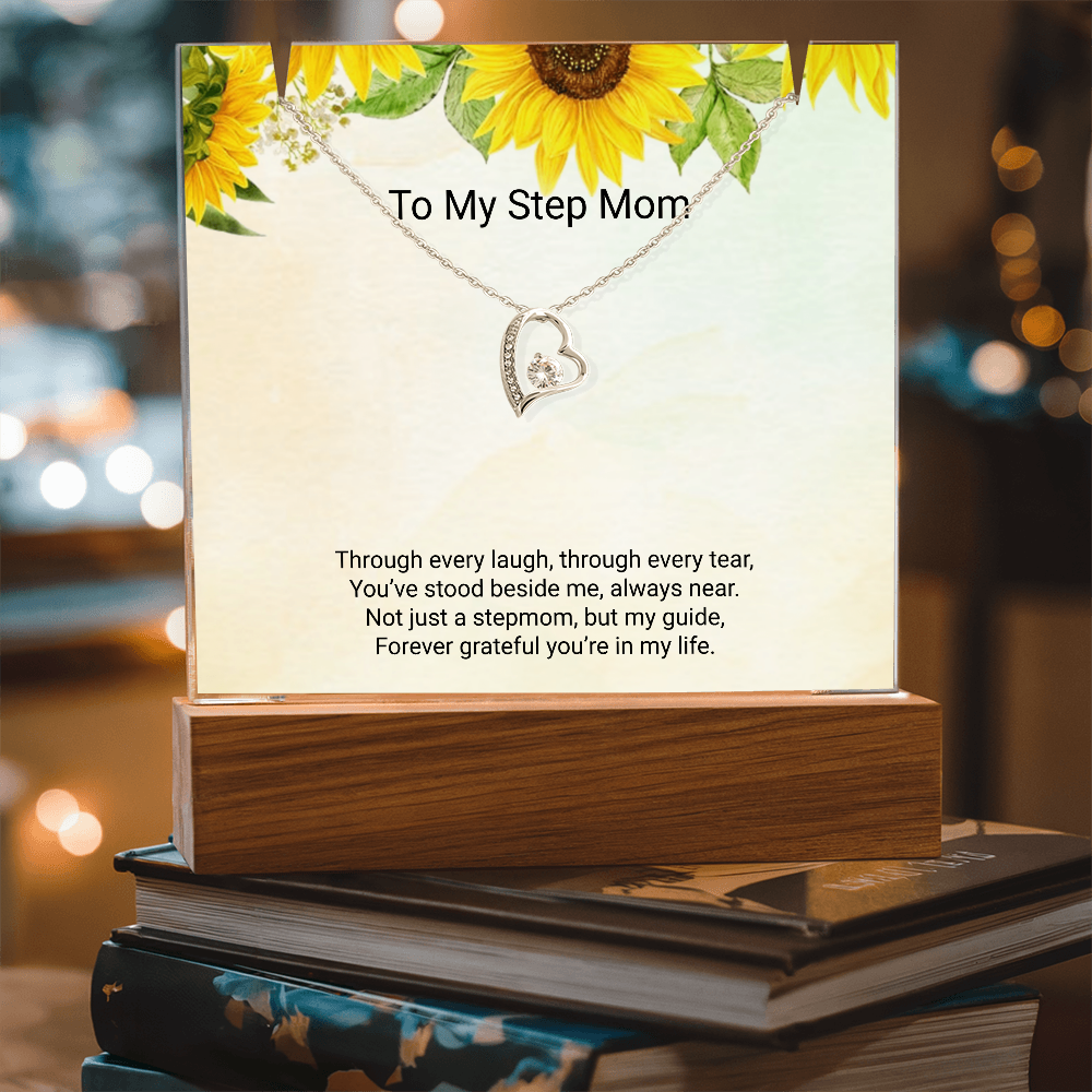 To My Stepmom – Keepsake Acrylic & Forever Love Necklace Full of Gratitude and Love