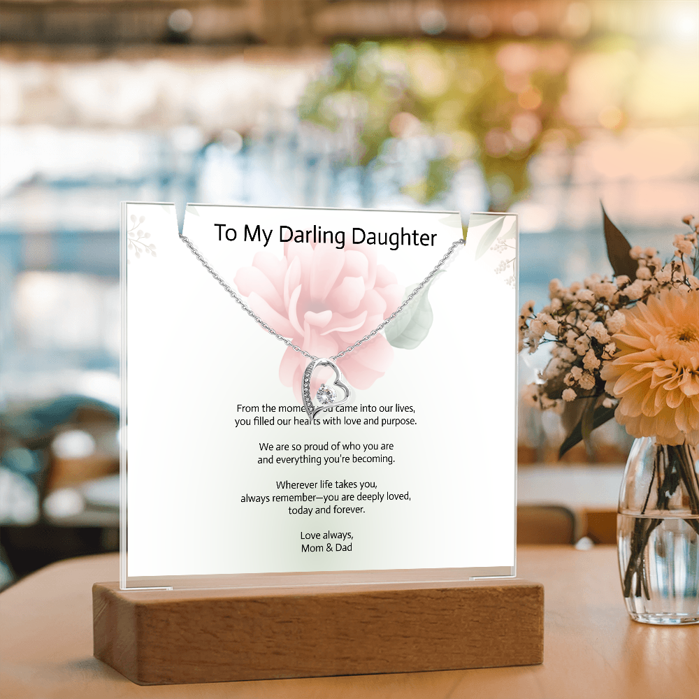 Daughter Keepsake Acrylic & Forever Love Necklace – A Timeless Gift of Love