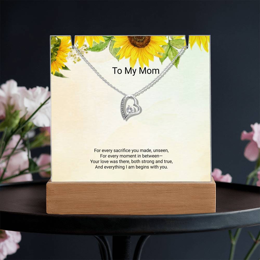 Mother's Day Gift for Mom – Acrylic Keepsake with Forever Love Necklace
