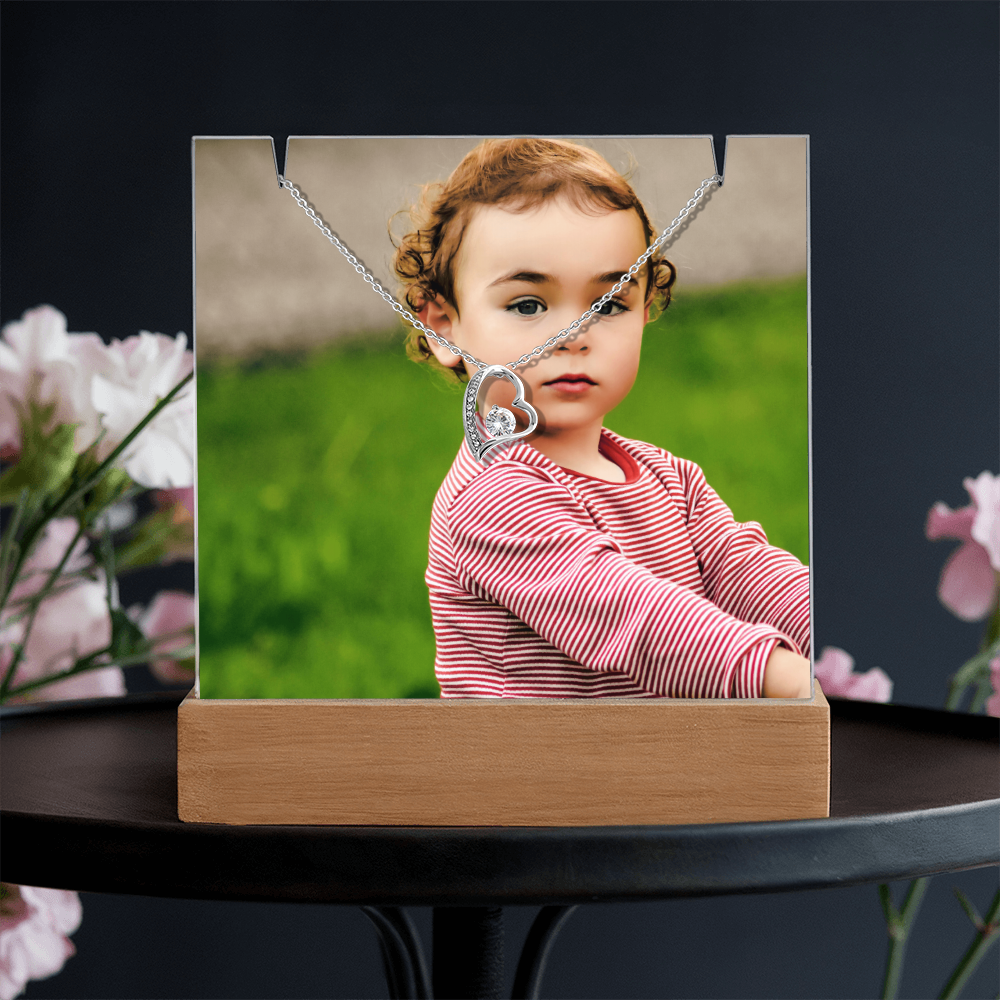 Keepsake Acrylic Bundle: Square Plaque and Forever Love Necklace Gift Set