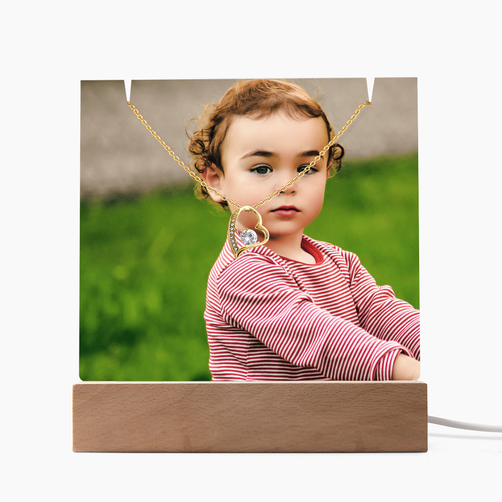 Keepsake Acrylic Bundle: Square Plaque and Forever Love Necklace Gift Set