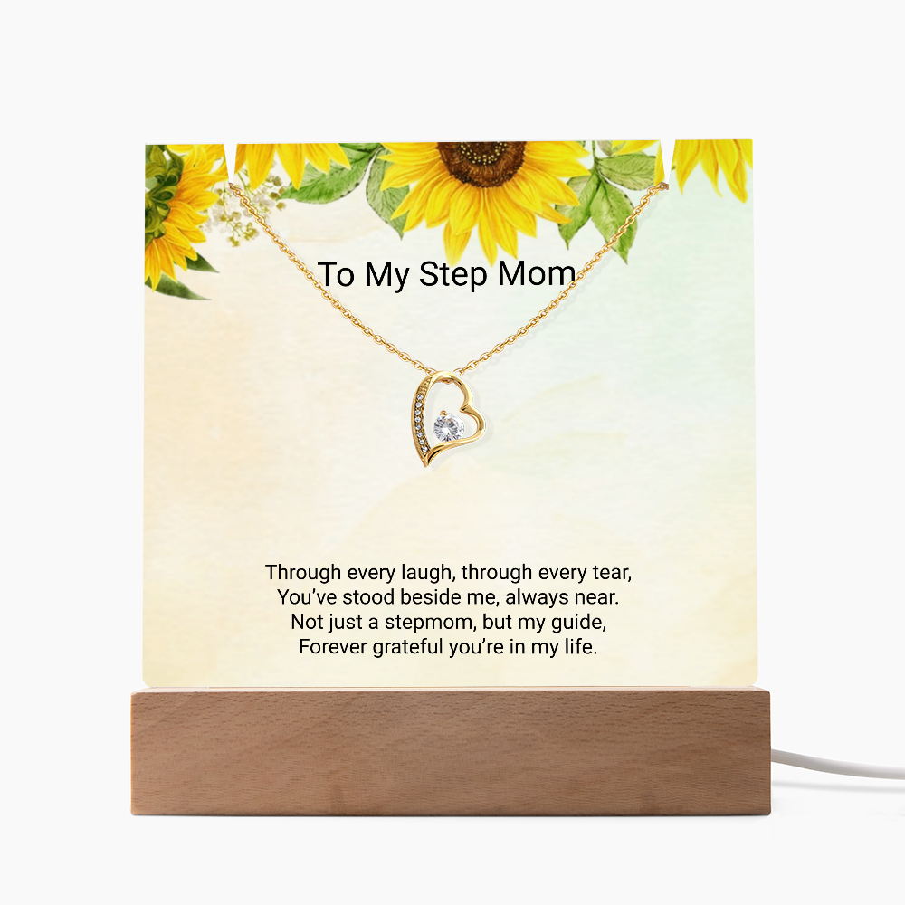 To My Stepmom – Keepsake Acrylic & Forever Love Necklace Full of Gratitude and Love