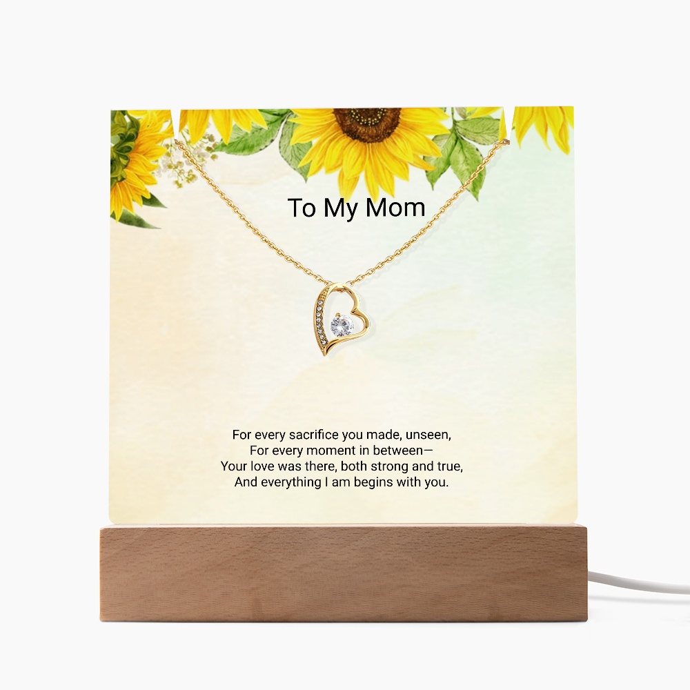 Mother's Day Gift for Mom – Acrylic Keepsake with Forever Love Necklace