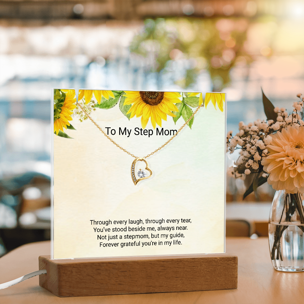 To My Stepmom – Keepsake Acrylic & Forever Love Necklace Full of Gratitude and Love