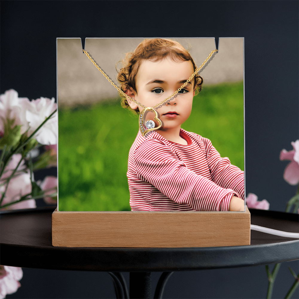 Keepsake Acrylic Bundle: Square Plaque and Forever Love Necklace Gift Set