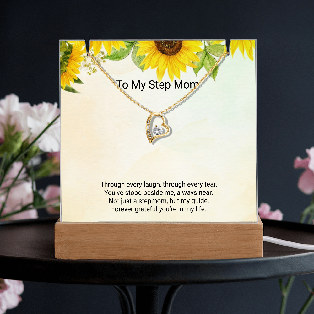 To My Stepmom – Keepsake Acrylic & Forever Love Necklace Full of Gratitude and Love