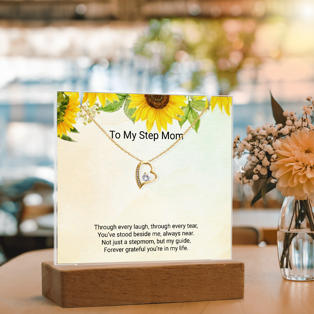 To My Stepmom – Keepsake Acrylic & Forever Love Necklace Full of Gratitude and Love