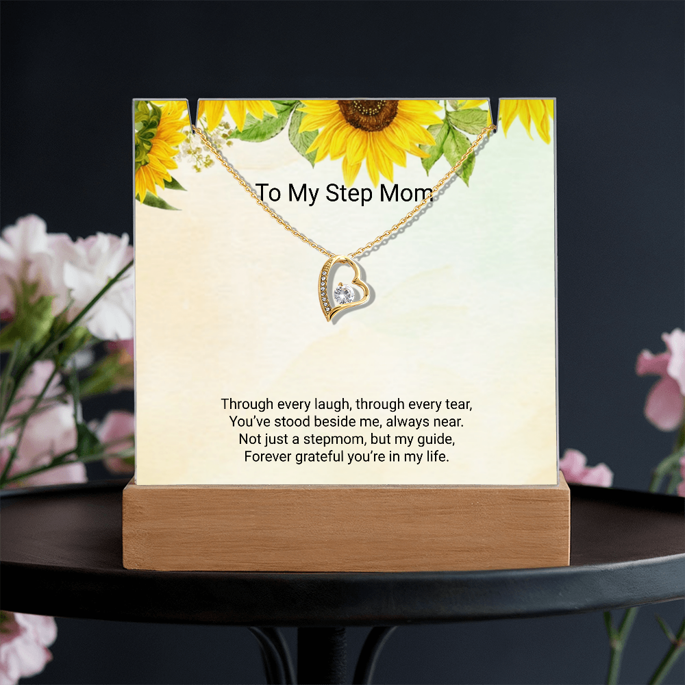 To My Stepmom – Keepsake Acrylic & Forever Love Necklace Full of Gratitude and Love