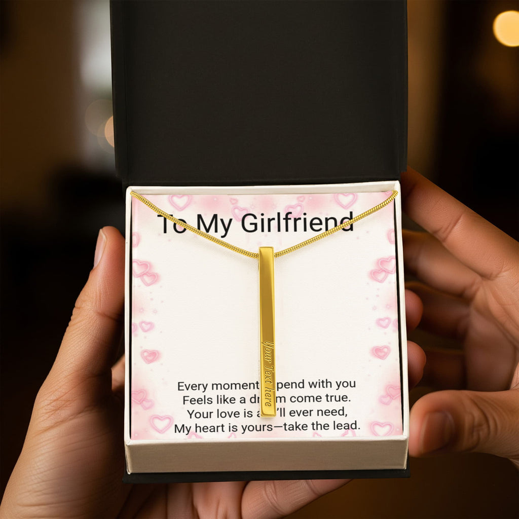 Girlfriend Gift 4-Sided Stick Necklace – Personalised Engraved Message