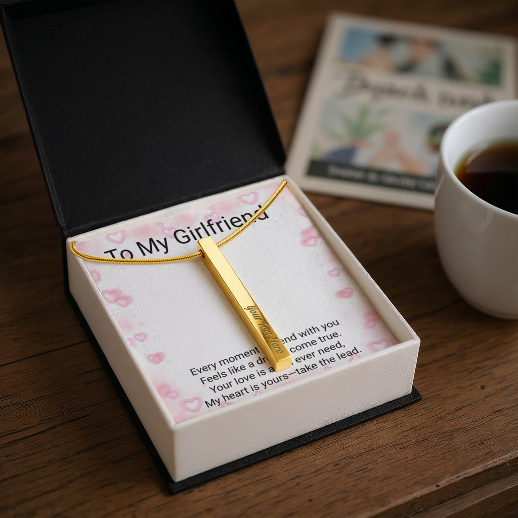 Girlfriend Gift 4-Sided Stick Necklace – Personalised Engraved Message