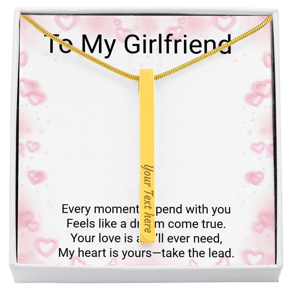 Girlfriend Gift 4-Sided Stick Necklace – Personalised Engraved Message