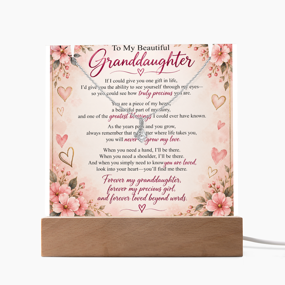 Granddaughter Acrylic Keepsake & Alluring Beauty Necklace – Special Gift from Grandma