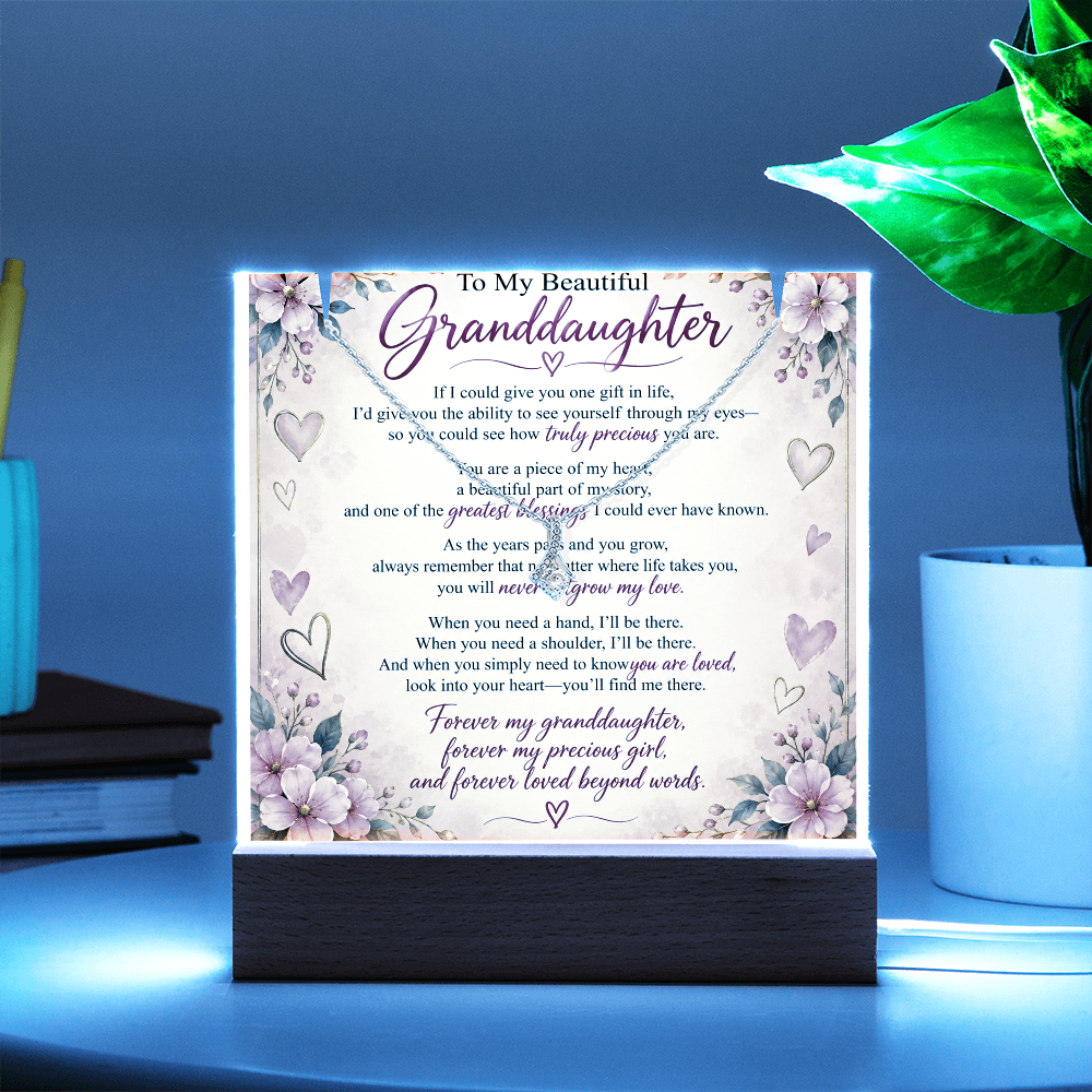 Granddaughter Acrylic Keepsake & Alluring Beauty Necklace – Special Gift from Grandma