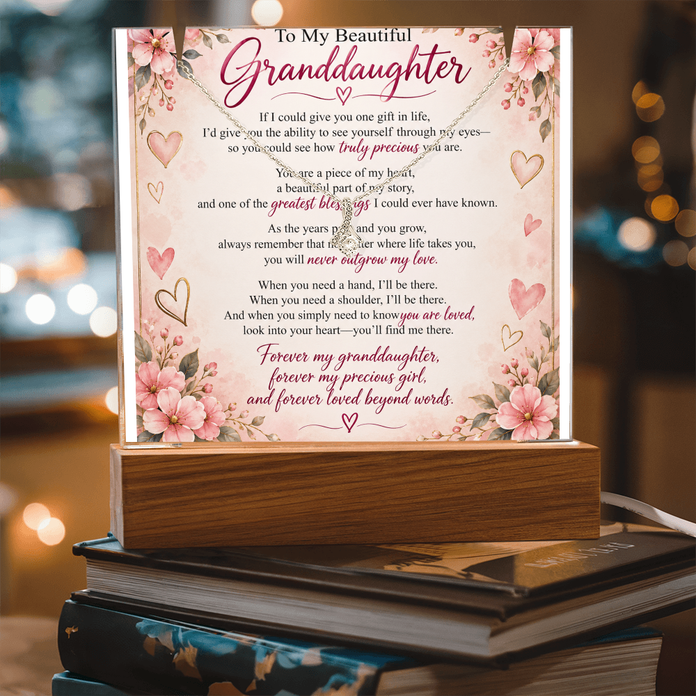 Granddaughter Acrylic Keepsake & Alluring Beauty Necklace – Special Gift from Grandma