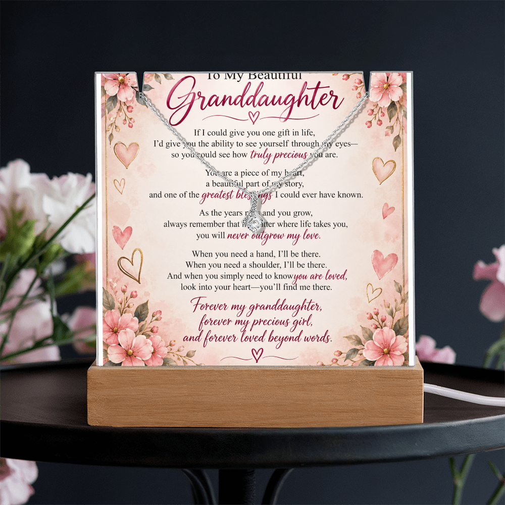 Granddaughter Acrylic Keepsake & Alluring Beauty Necklace – Special Gift from Grandma