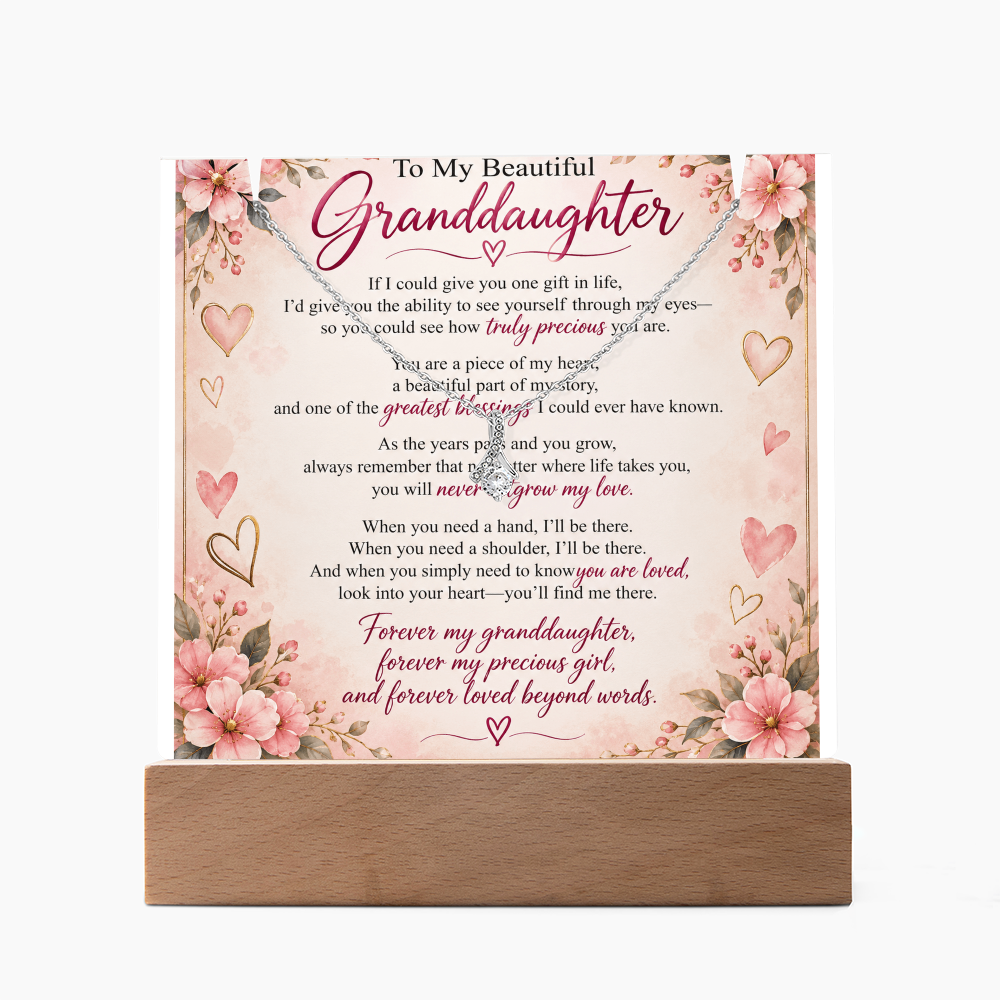 Granddaughter Acrylic Keepsake & Alluring Beauty Necklace – Special Gift from Grandma