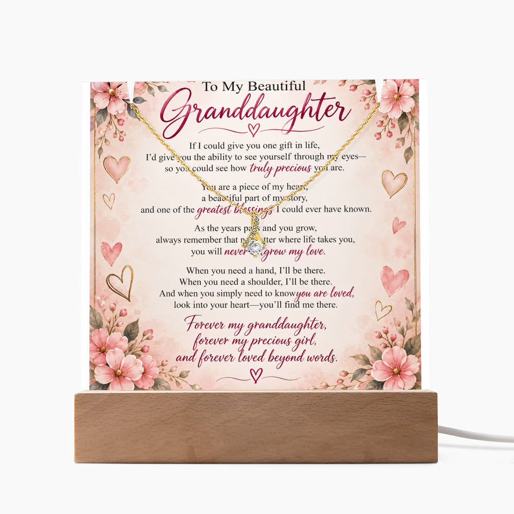 Granddaughter Acrylic Keepsake & Alluring Beauty Necklace – Special Gift from Grandma