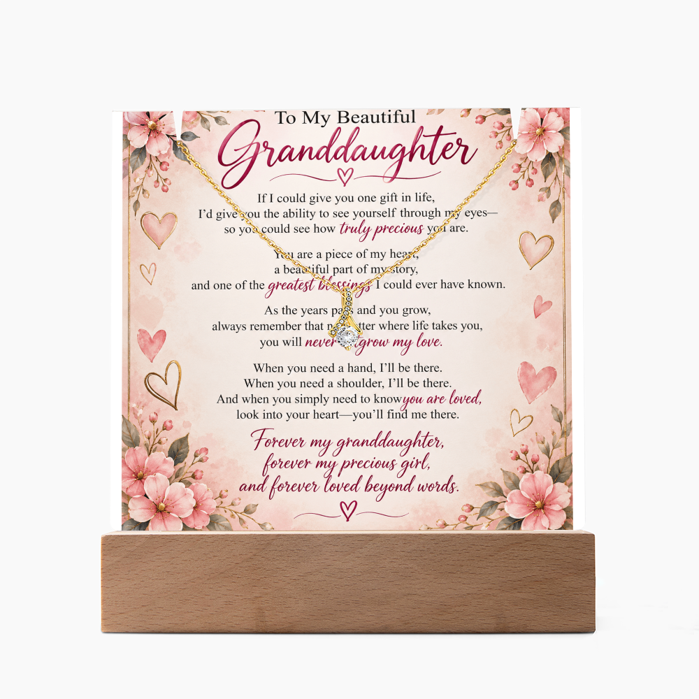 Granddaughter Acrylic Keepsake & Alluring Beauty Necklace – Special Gift from Grandma