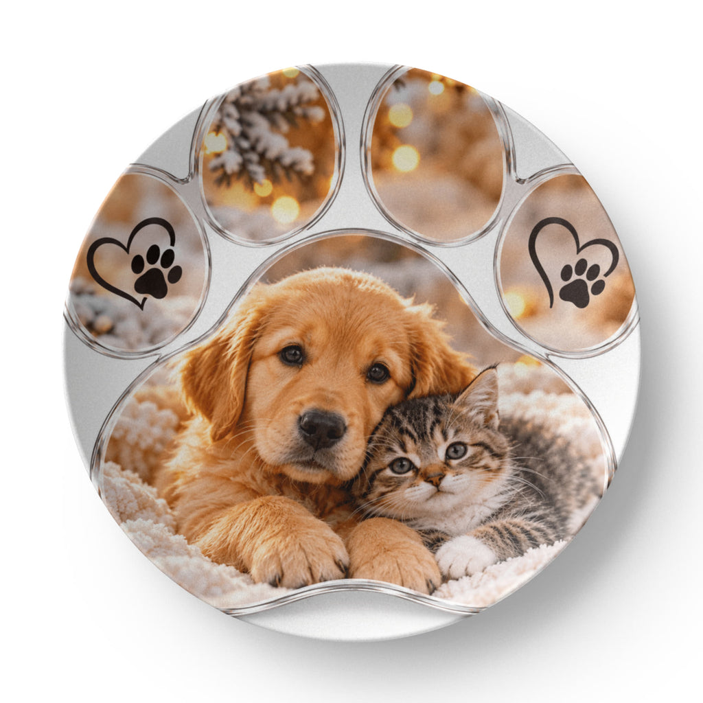 Personalised Pet Memorial Round Plate – Dog or Cat Remembrance Gift