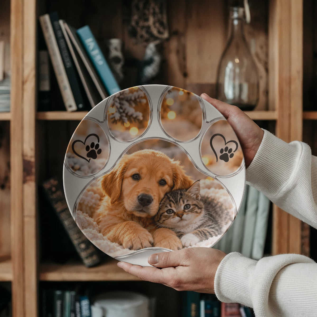 Personalised Pet Memorial Round Plate – Dog or Cat Remembrance Gift