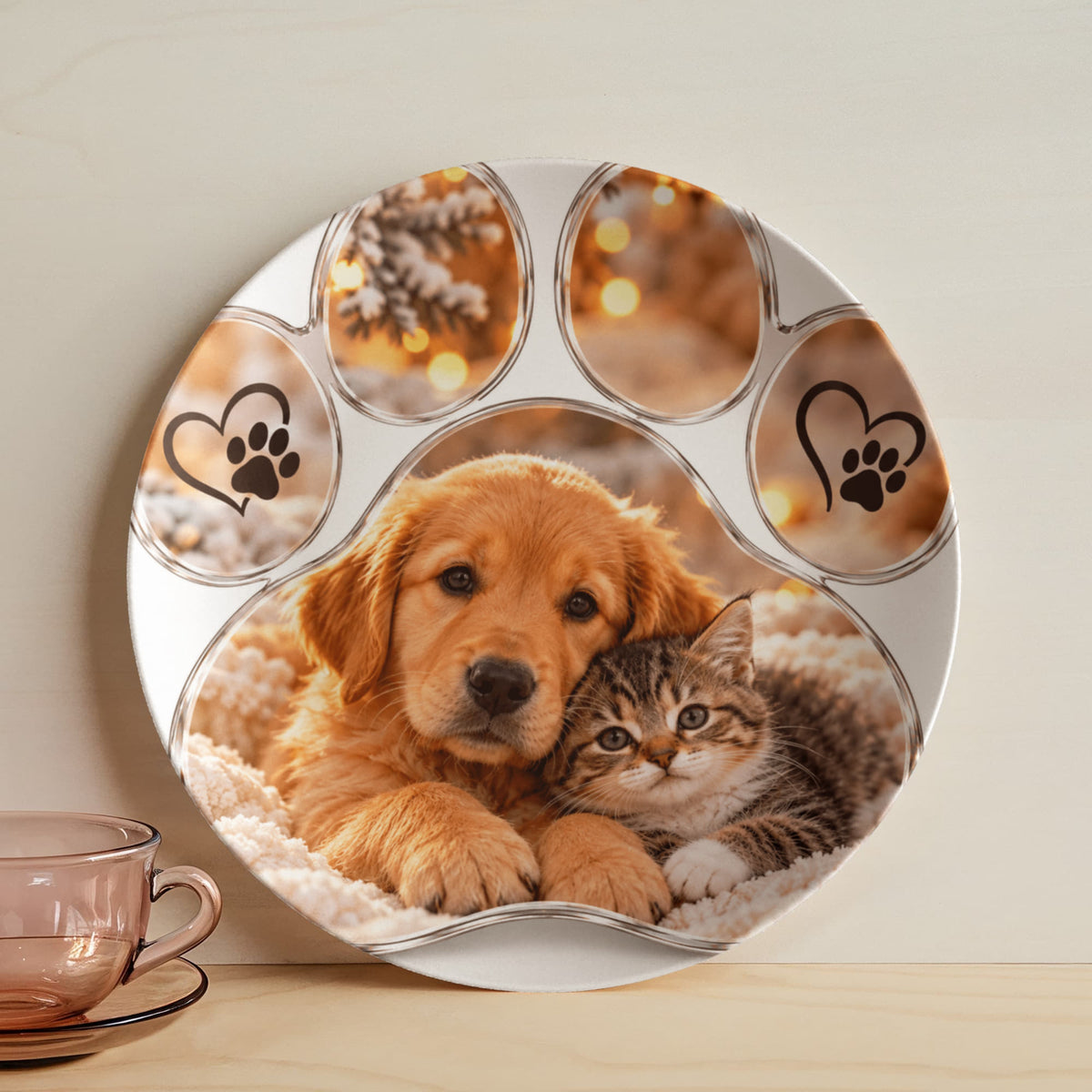 Personalised Pet Memorial Round Plate – Dog or Cat Remembrance Gift