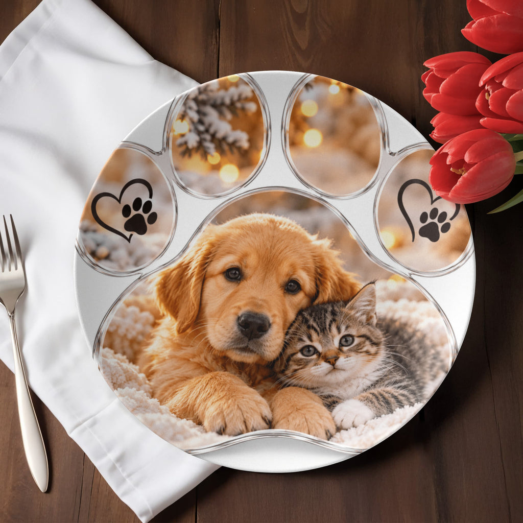 Personalised Pet Memorial Round Plate – Dog or Cat Remembrance Gift
