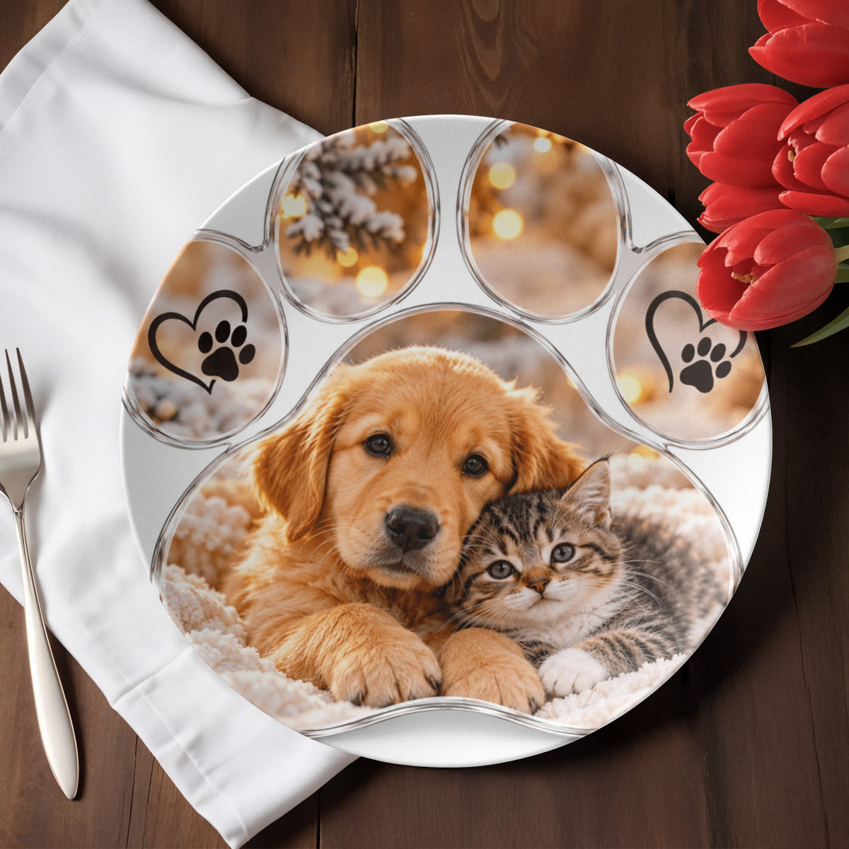 Personalised Pet Memorial Round Plate – Dog or Cat Remembrance Gift