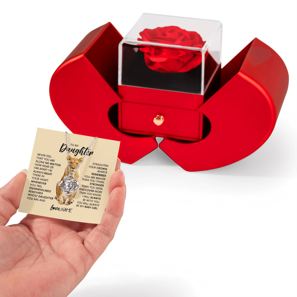 Daughter's Birthday Gift – Love Knot Necklace with Red Heart Rose Gift Box | Heartfelt Jewellery