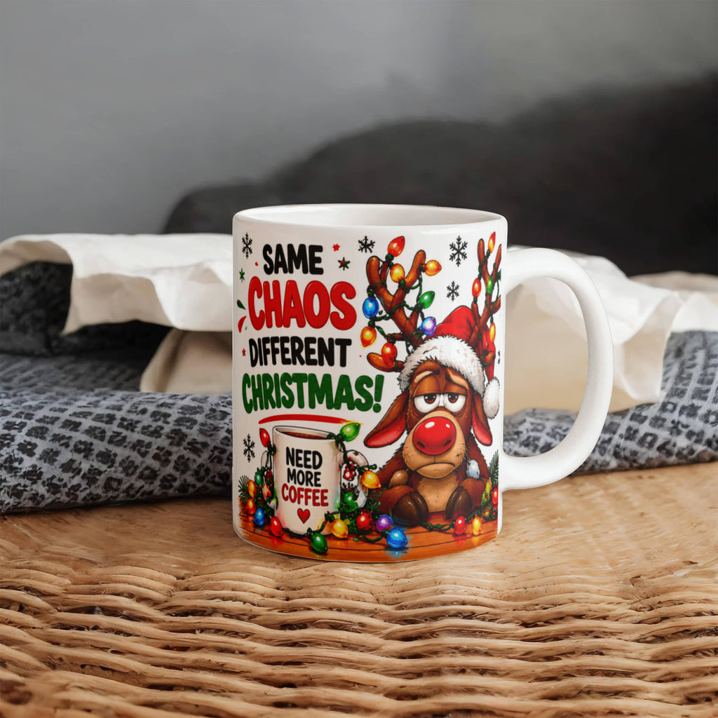Funny Santa And Reindeer Mug – Comical Festive Gift for Coffee Lovers