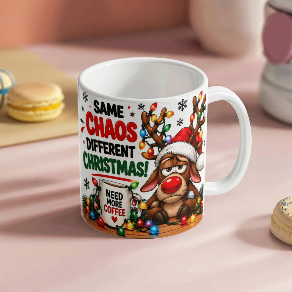 Funny Santa And Reindeer Mug – Comical Festive Gift for Coffee Lovers