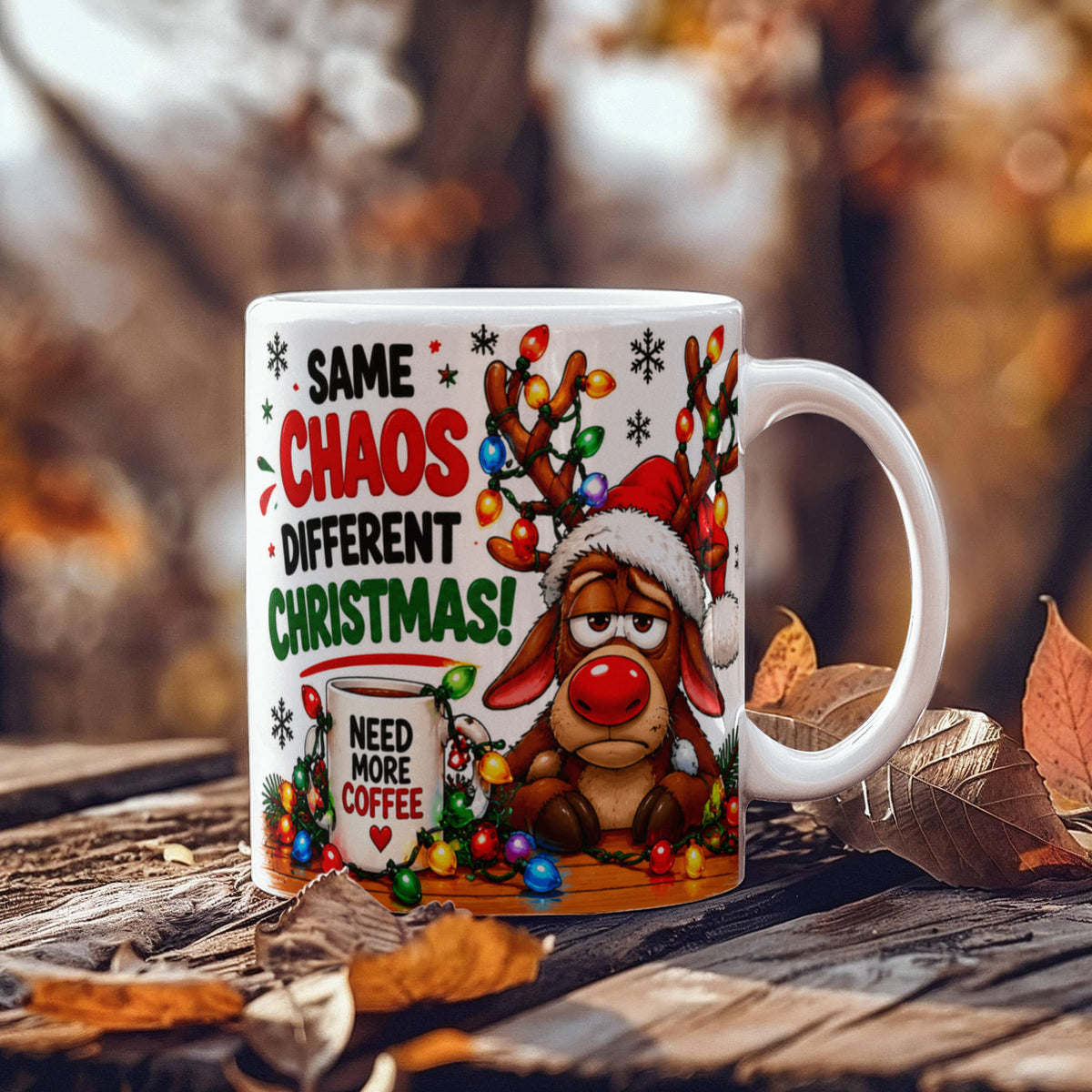 Funny Santa And Reindeer Mug – Comical Festive Gift for Coffee Lovers