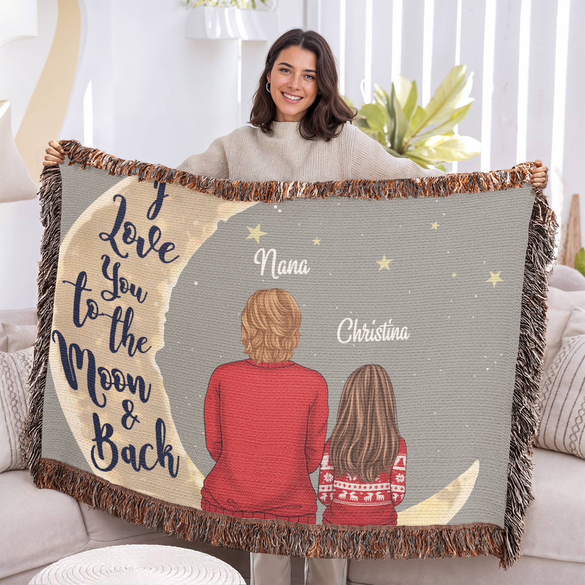 I Love You to the Moon and Back  Woven Blanket– Meaningful Gifts for Someone Special