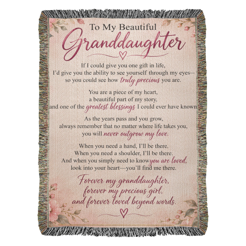 Granddaughter Artwork Heirloom Woven Blanket – Personalised Gift from Grandma