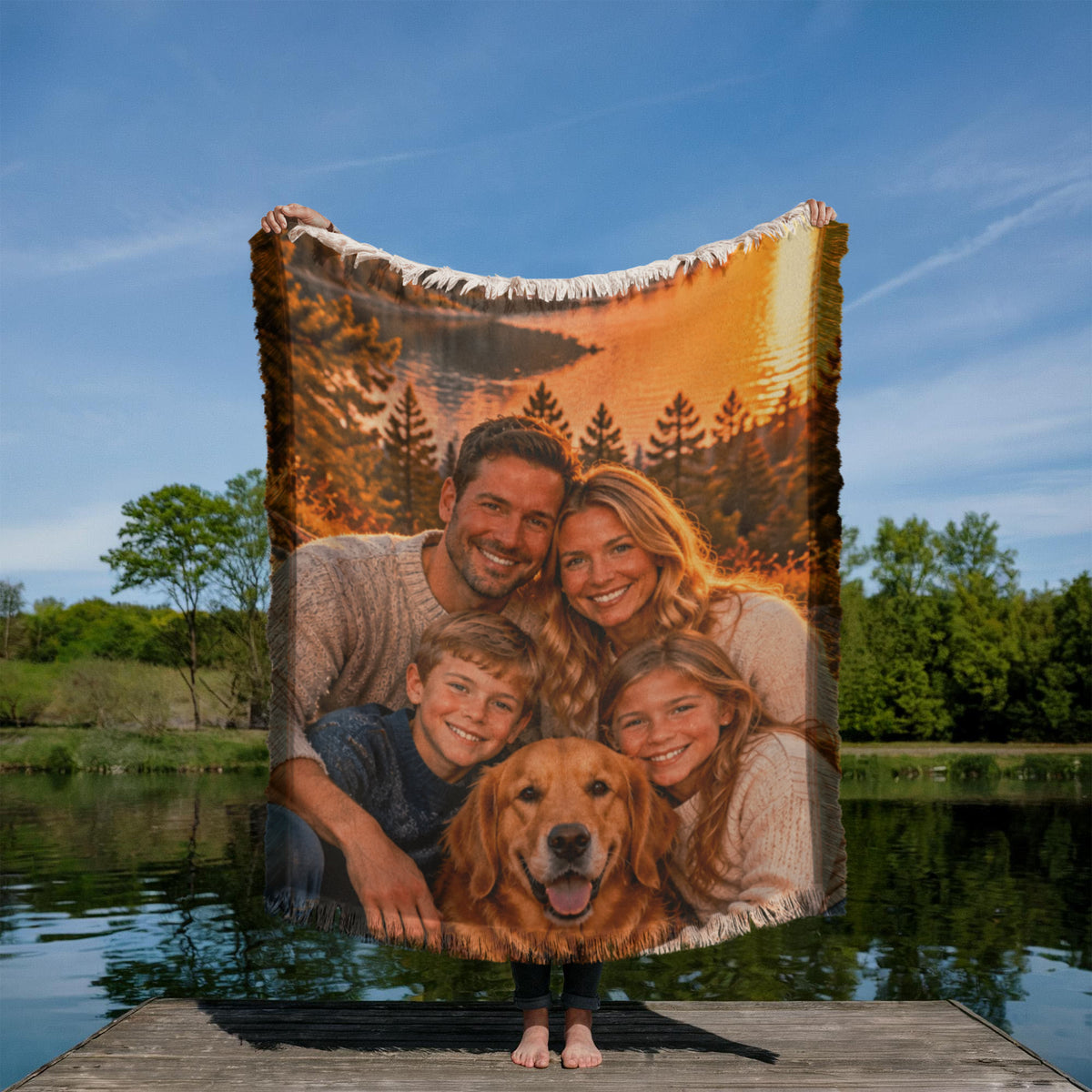 Personalised Portrait Woven Blanket – Custom Photo Keepsake Gift