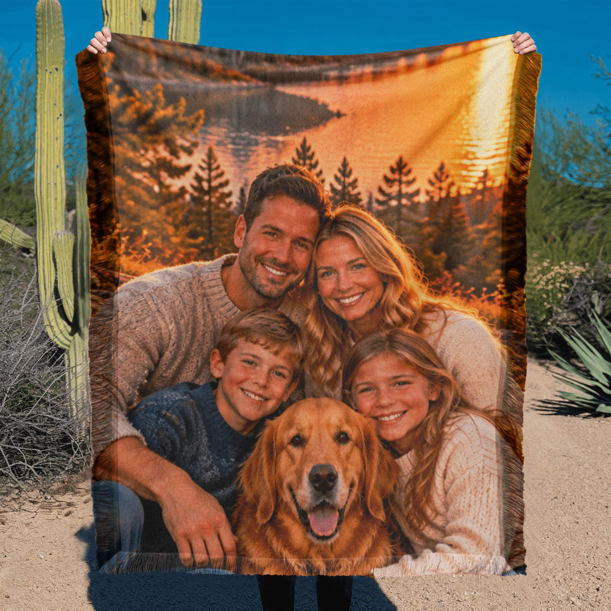 Personalised Portrait Woven Blanket – Custom Photo Keepsake Gift