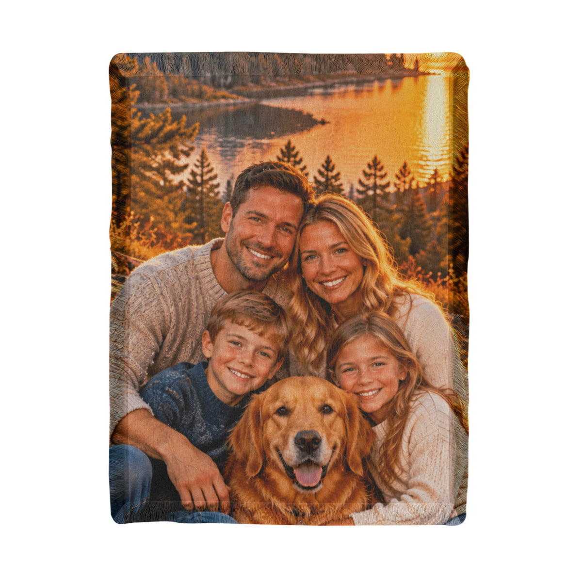 Personalised Portrait Woven Blanket – Custom Photo Keepsake Gift