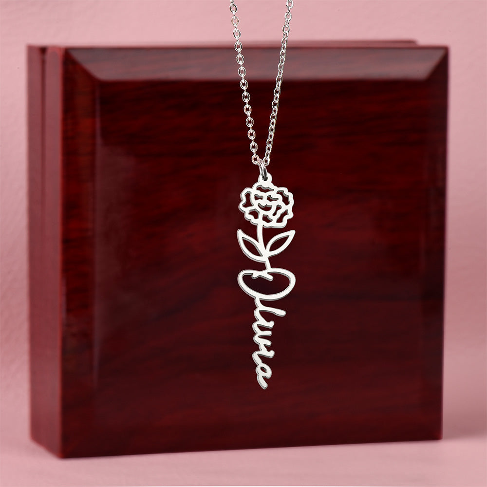 Elegant Flower Name Necklace – Personalized Family Jewelry