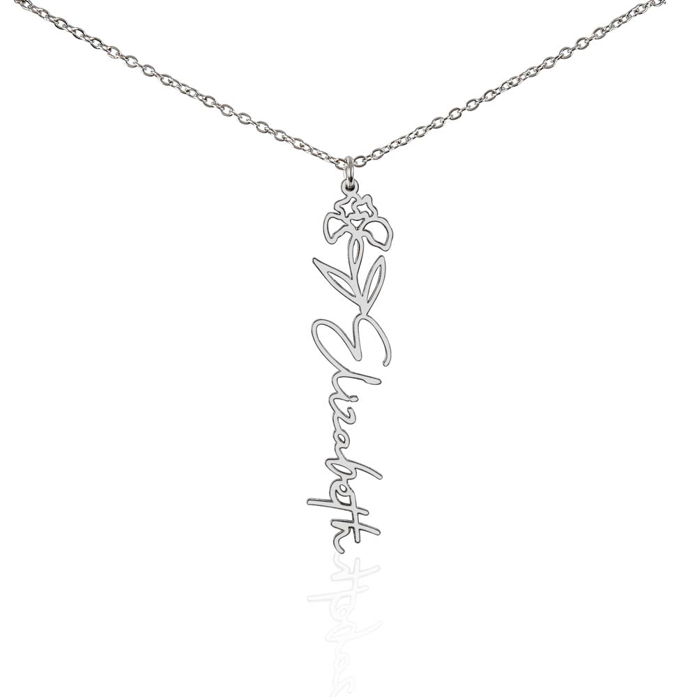 Elegant Flower Name Necklace – Personalized Family Jewelry