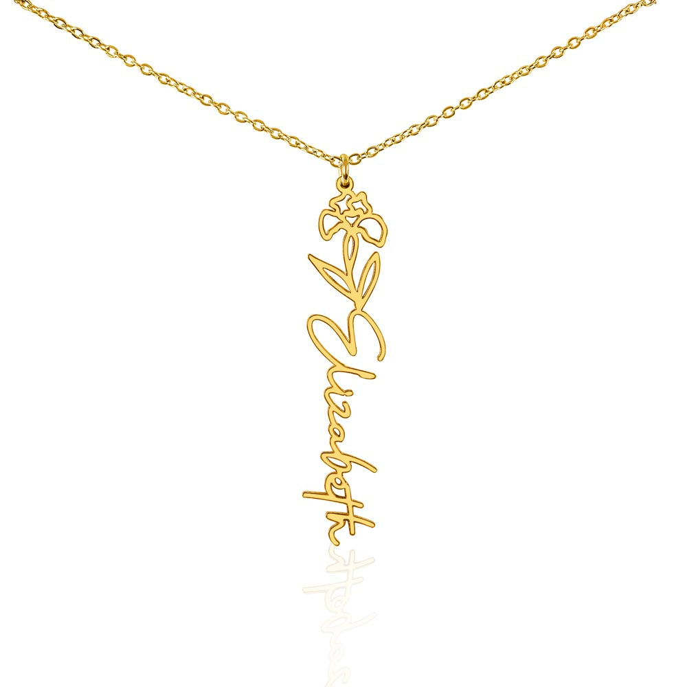 Elegant Flower Name Necklace – Personalized Family Jewelry