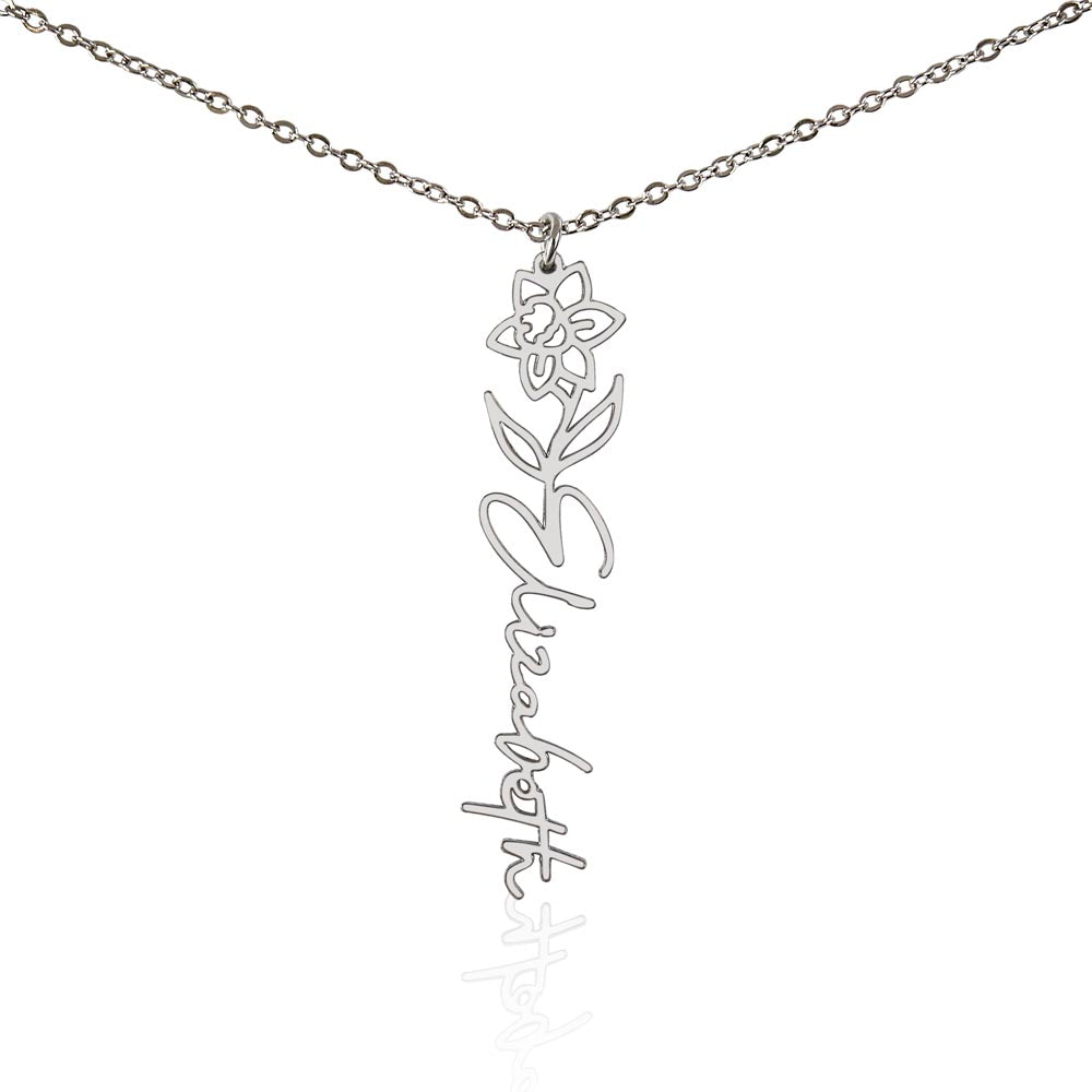 Elegant Flower Name Necklace – Personalized Family Jewelry