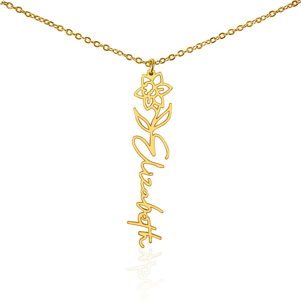 Elegant Flower Name Necklace – Personalized Family Jewelry