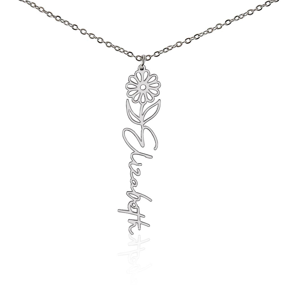 Elegant Flower Name Necklace – Personalized Family Jewelry