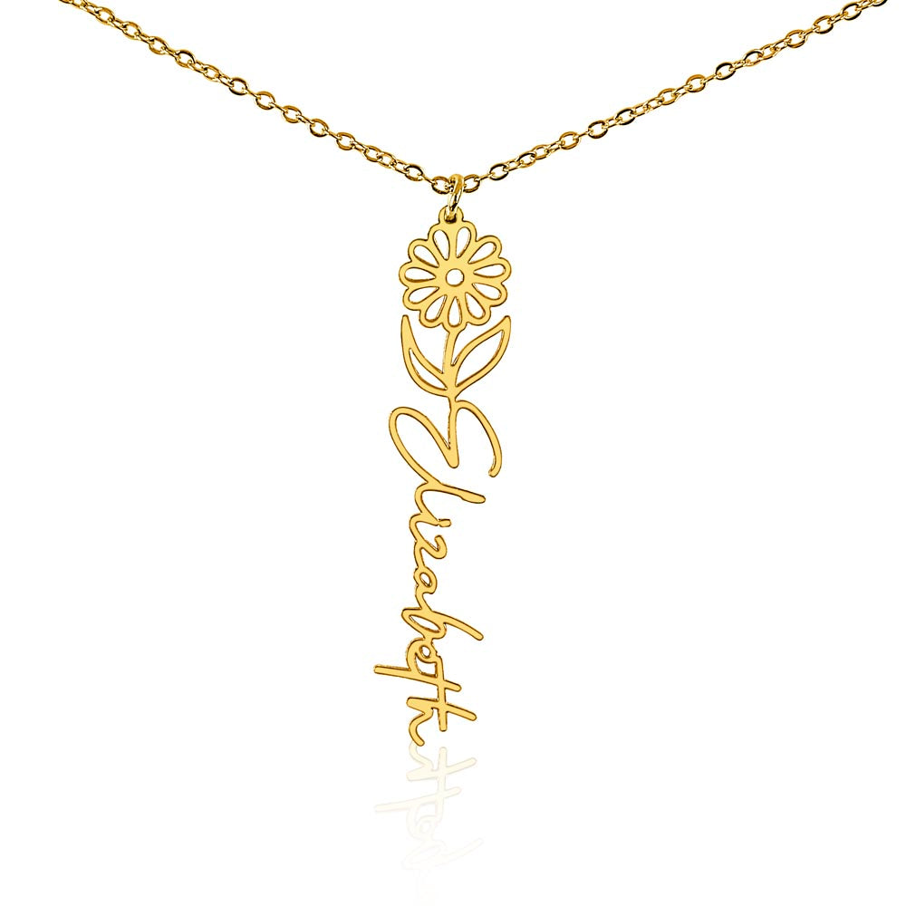 Elegant Flower Name Necklace – Personalized Family Jewelry